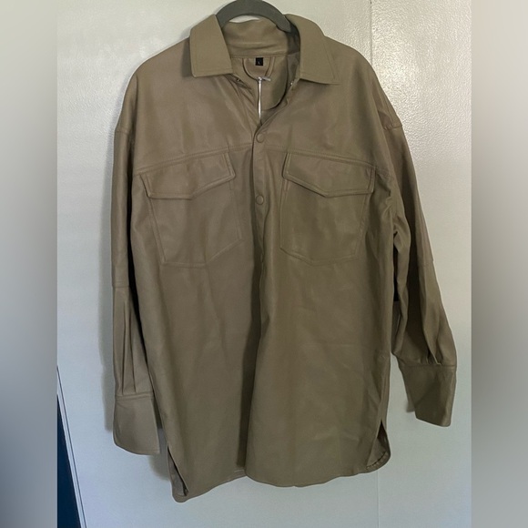 Bellivera Women’s Faux Leather Oversized Shacket, L - Picture 1 of 6